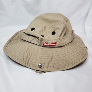 Budweiser Bucket Hat Men Tan Snaps Vented Fishing Beach‎ Beer Drinking Hiking